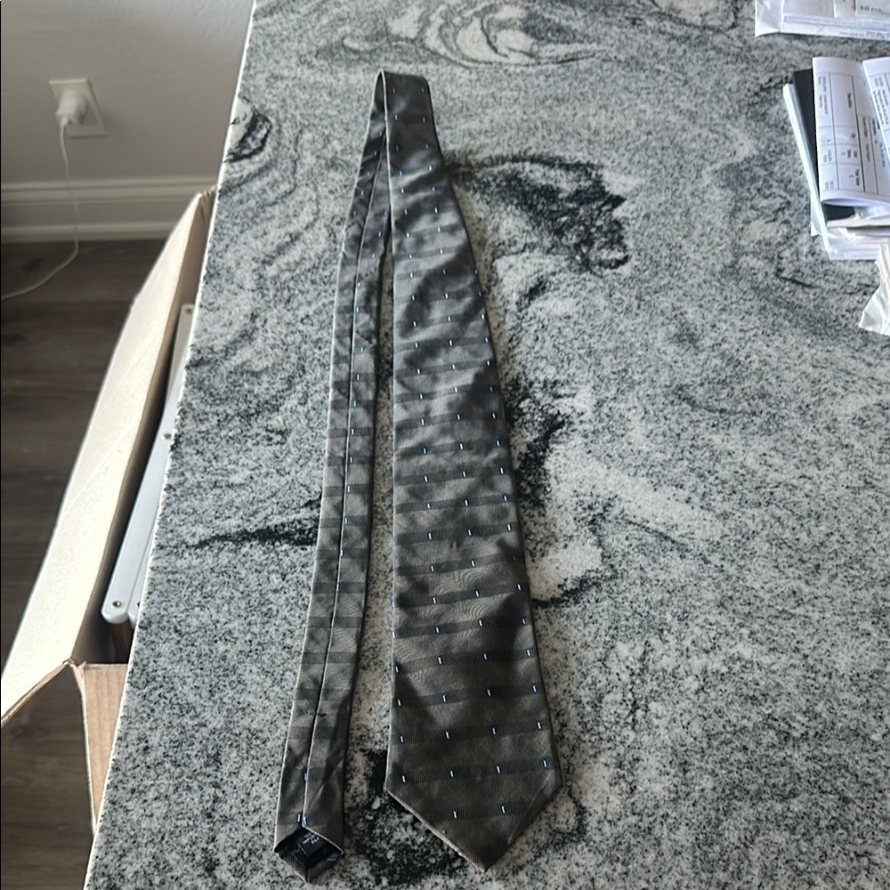 Gray Striped Silk Necktie